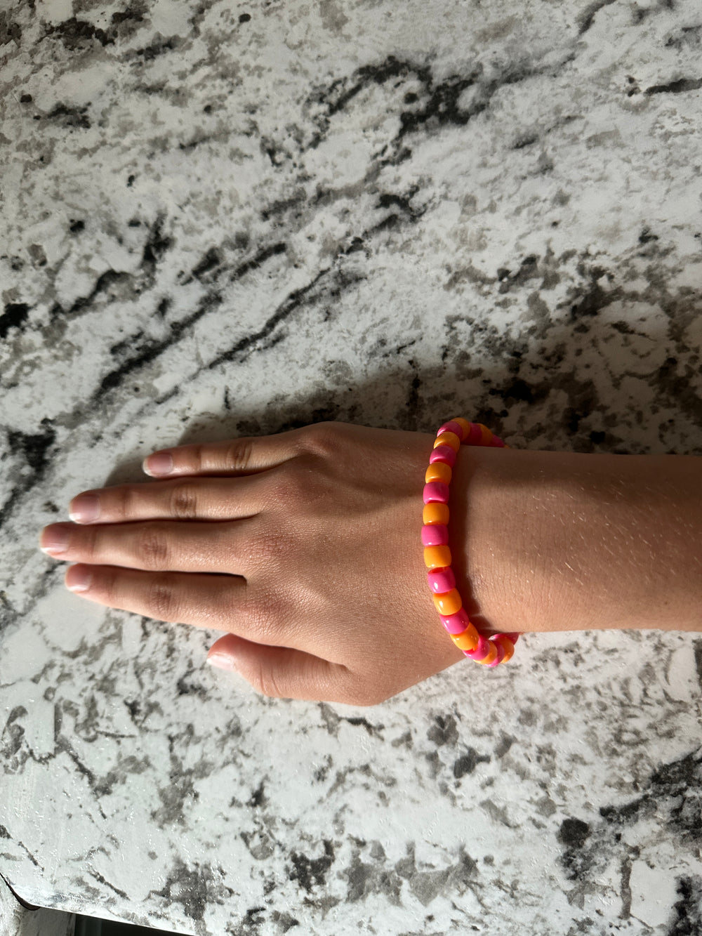 Pink & Orange Pony Bead Bracelet