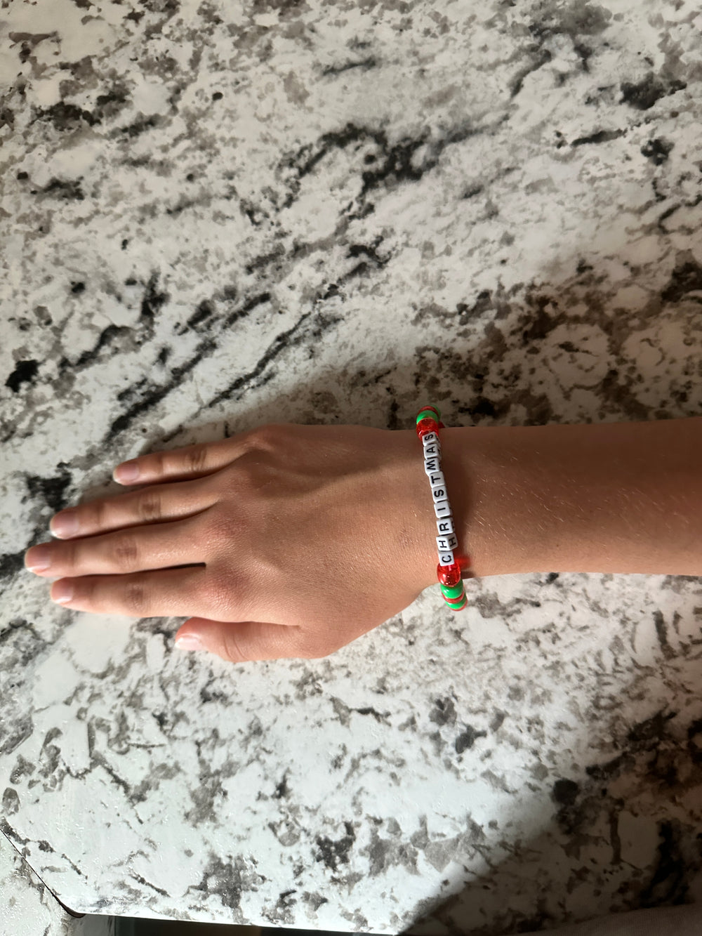 Christmas Themed Red & Green Pony Bead Bracelet