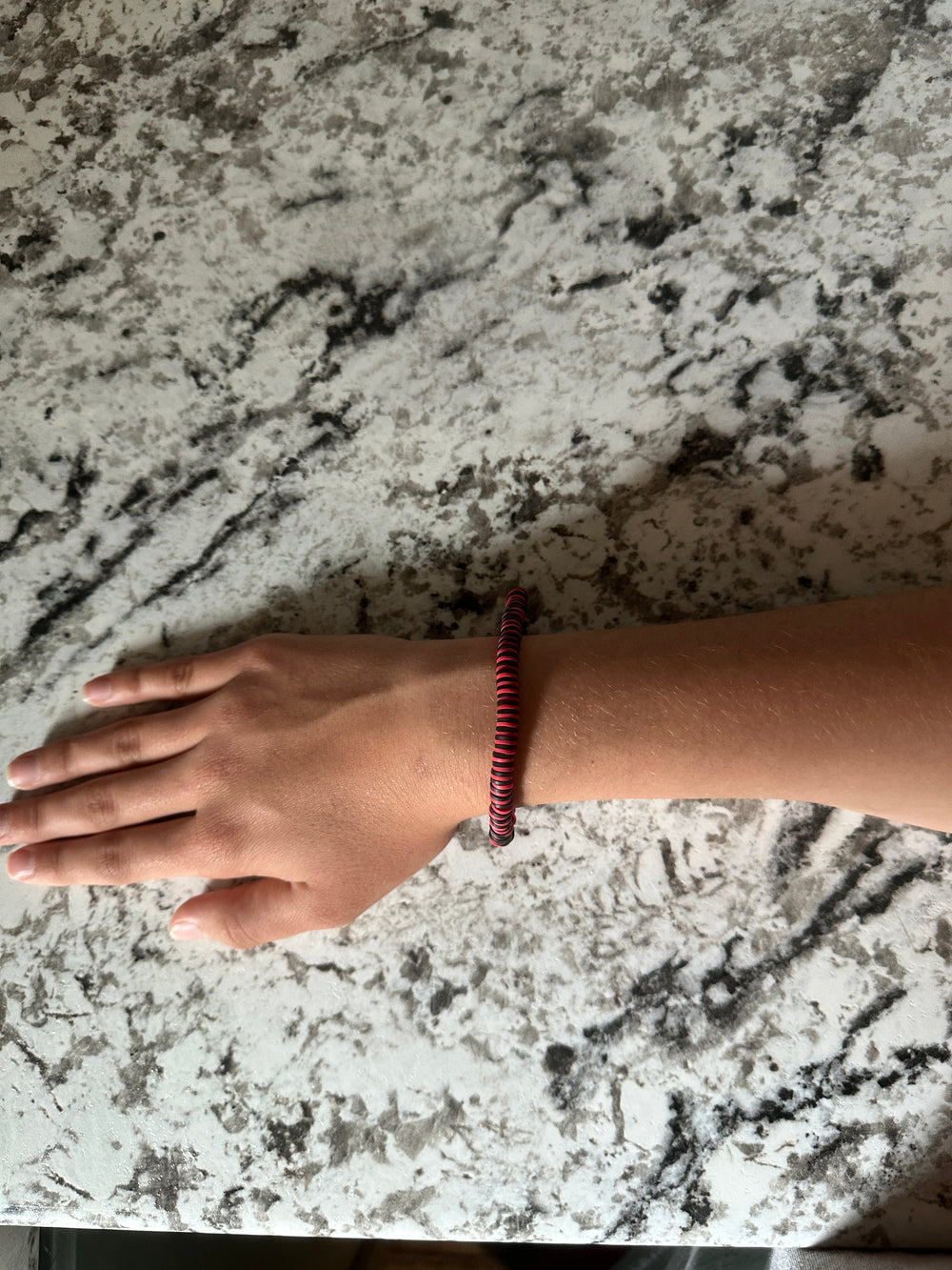 Red & Black Clay Bead Bracelet