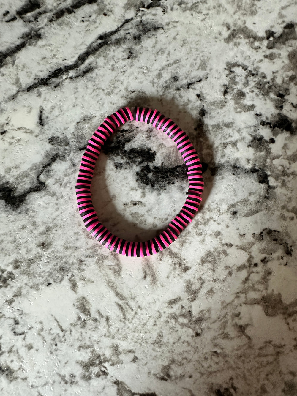Pink & Black Clay Bead Bracelet