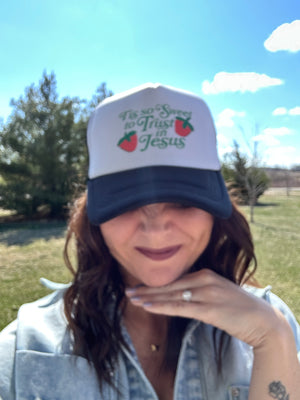 Tis So Sweet to Trust in Jesus Black & White Trucker Hat Tis So Sweet to Trust in Jesus Black & White Trucker Hat