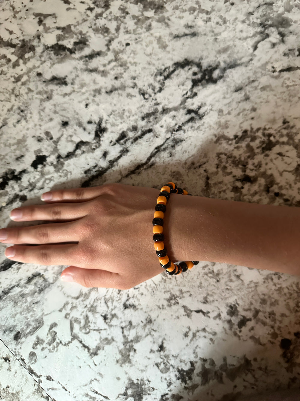 Orange & Black Pony Bead Bracelet