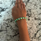 Green & White Pony Bead Bracelet
