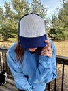 Make Heaven Crowded Blue & White Trucker Hat